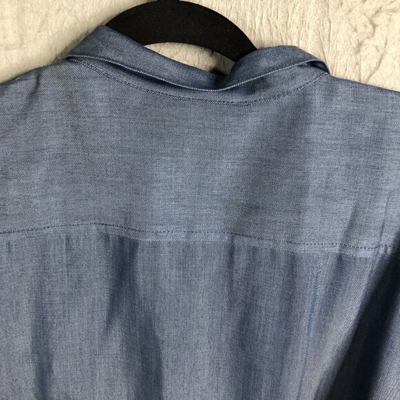 Finley Top Womens Jacket Blue Chambray Tencel Western Casual Ruffle Feminine - Picture 14 of 16